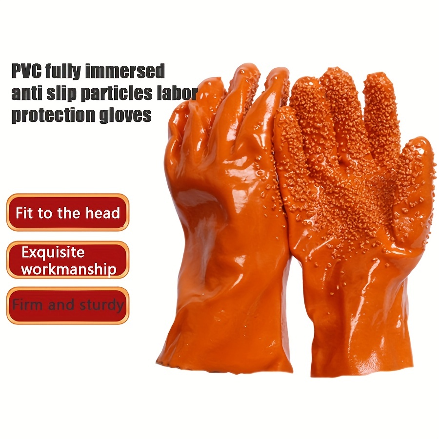 PVC Full Dip Glue Non-slip Wear-resistant Pellet Gloves Waterproof  Oil-resistant Acid And Alkali-resistant Non-slip Fishing Culture Labor  Protection G