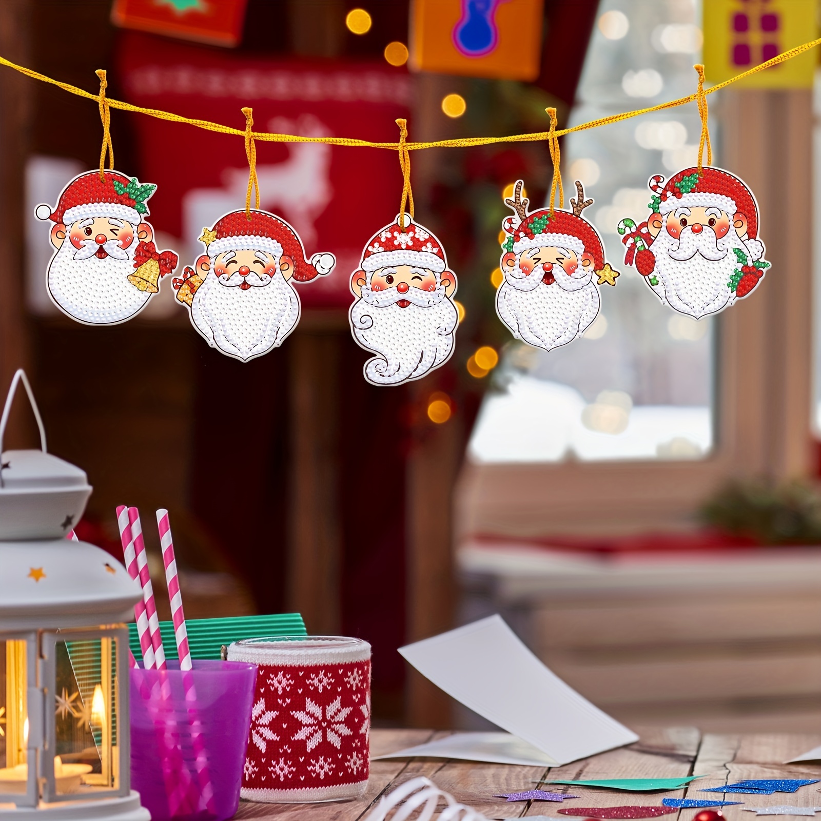 Diy Santa Claus Artificial Diamond Painting Hanging - Temu