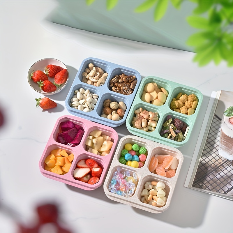 Candy Box With Lid, Anti-odor Bento Box With Four Grids, Snack Nuts Platter  Wheat Straw Lunch Box, Hand Wash, Food Storage Container Boxes For Kids  Adults, Kitchen Utensil For Teenagers And Workers