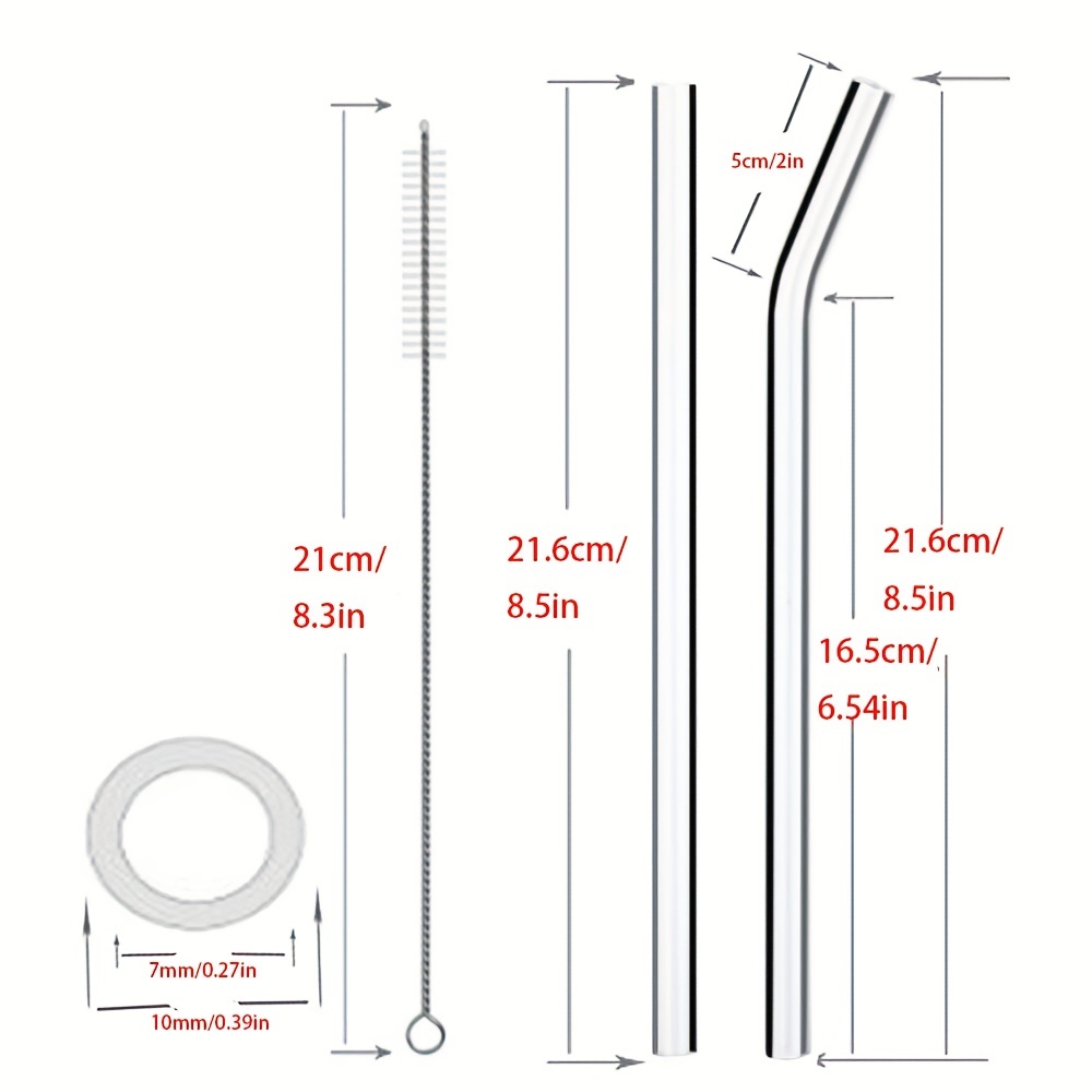 8 Pack Reusable Glass Drinking Straws - 10 x 10 mm - Smoothie Straws for  Milkshakes, Frozen Drinks, Smoothies, Bubble Tea - Environmentally Friendly