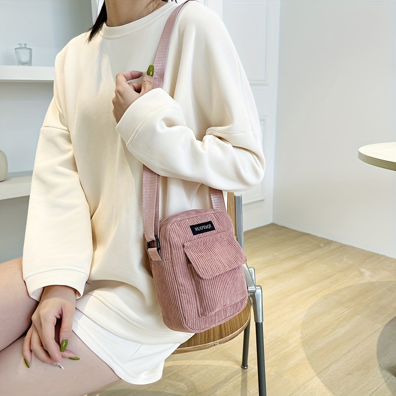 Minimalist Japanese Corduroy Square Bag, Solid Color Small Crossbody Purse,  Outdoor Storage Shoulder Bag - Temu Austria