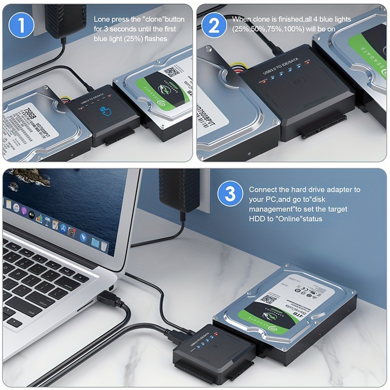 Adaptateur SATA Vers USB Convertisseur de Câble USB 3.0 Vers IDE/SATA 3  pour 2.5 3.5