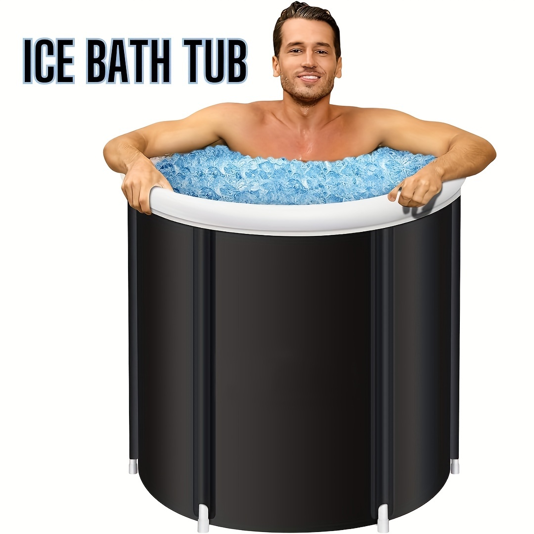 Bañera de hielo para atletas, bañera de hielo portátil con almohada de  baño, bañera de inmersión fría al aire libre, bañera de terapia fría para