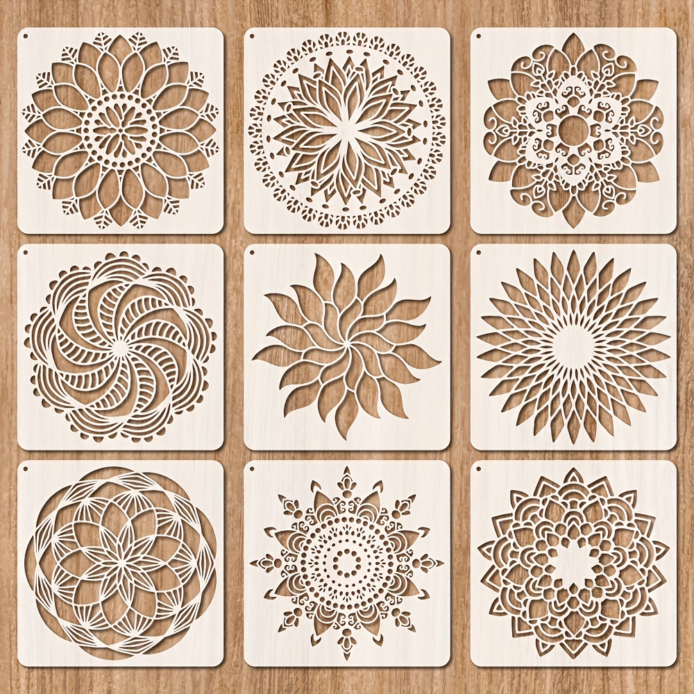 1PC Mandala Stencil Template Large 11.8x11.8 Inch Plastic Reusable Square  Stencils Sign Home Decor for Painting on Wood Wall Scrapbook Card Floor  Drawing 