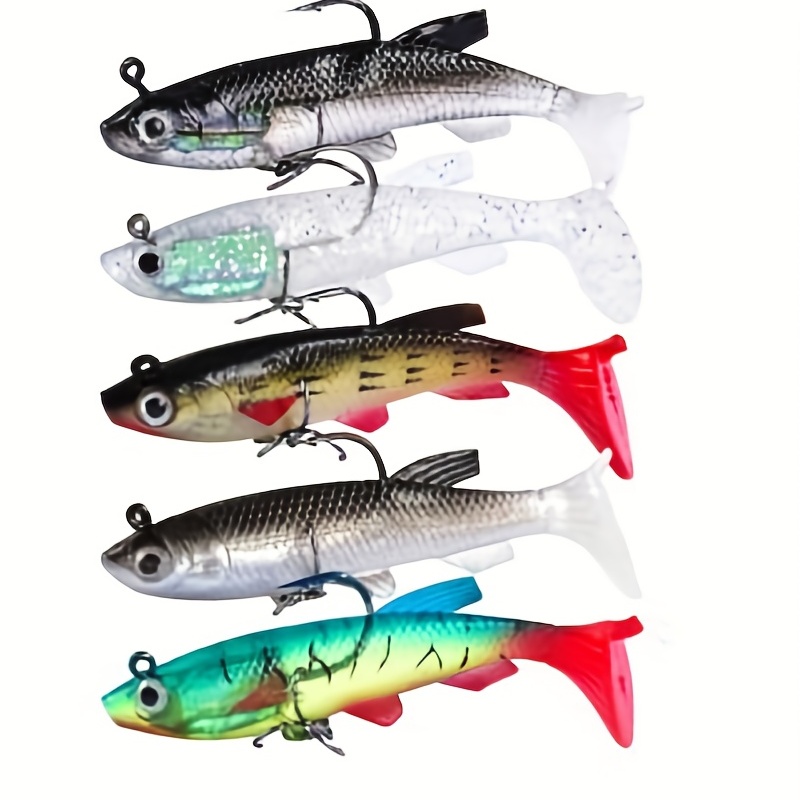 5pcs Soft Fishing Lure With Lead Head Hook, Artificial Bionic Soft Bait Lure,  Fishing Tackle For Saltwater Freshwater