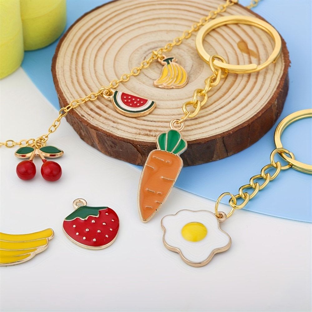 10pcs Cute Fruit Banana Cherry Grape Orange Charms for Jewelry Making DIY Pendants Necklaces