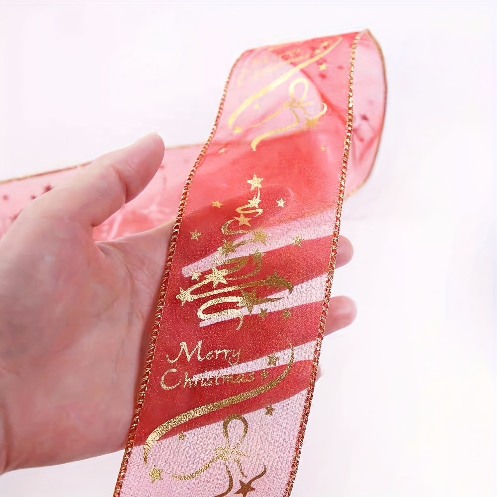 Red Printed Ribbon Christmas Tree Decoration Gift Wrapping Ribbon