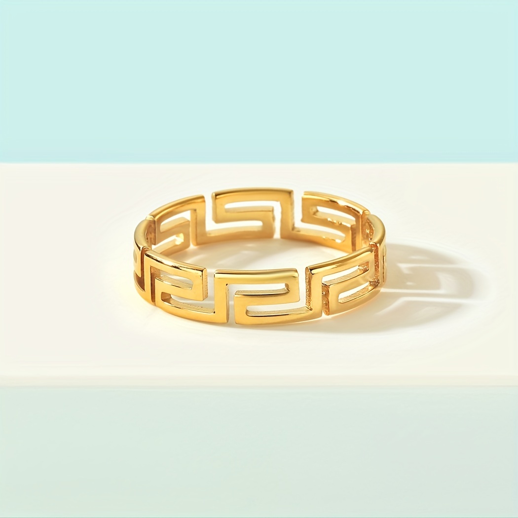 Men's Stainless Steel Geometric Pattern Stacking Rings