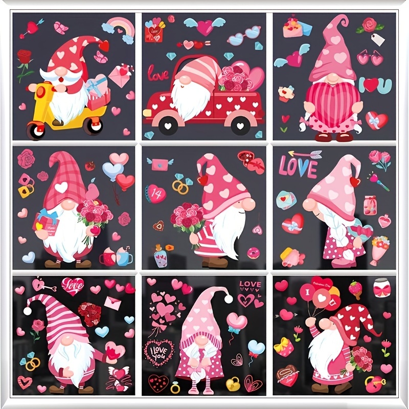 Sticker Coeurs Love aquarelle pour décoration de vitrine St Valentin