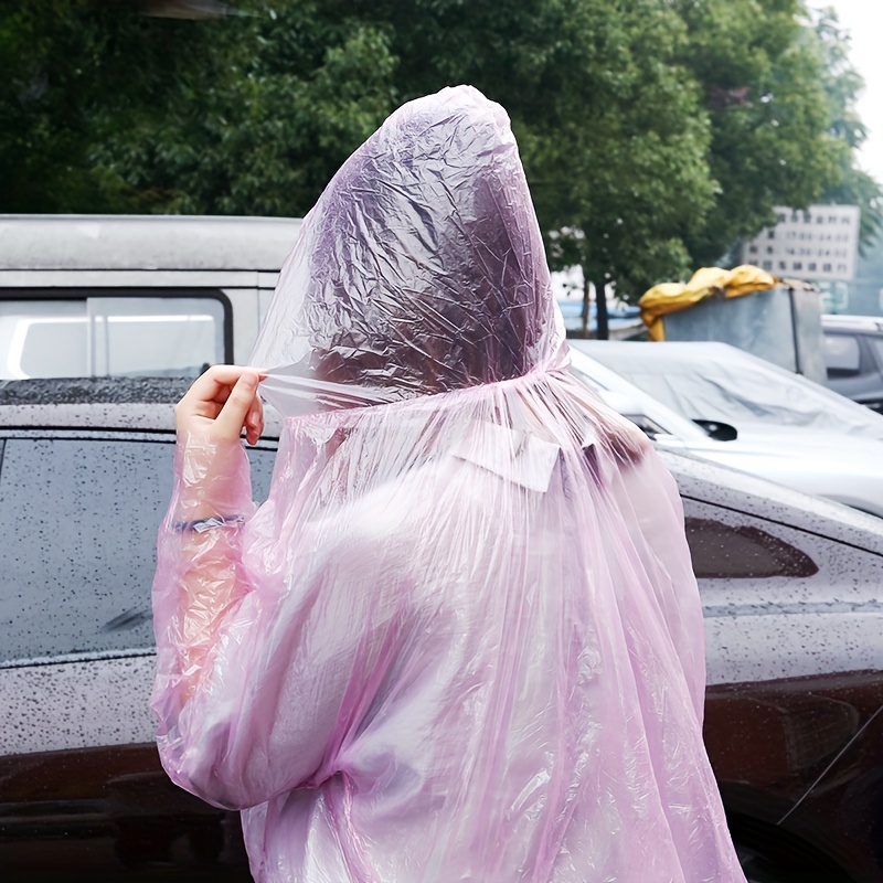 10 pack disposable raincoats lightweight portable raincoat hooded cloak for men women details 3