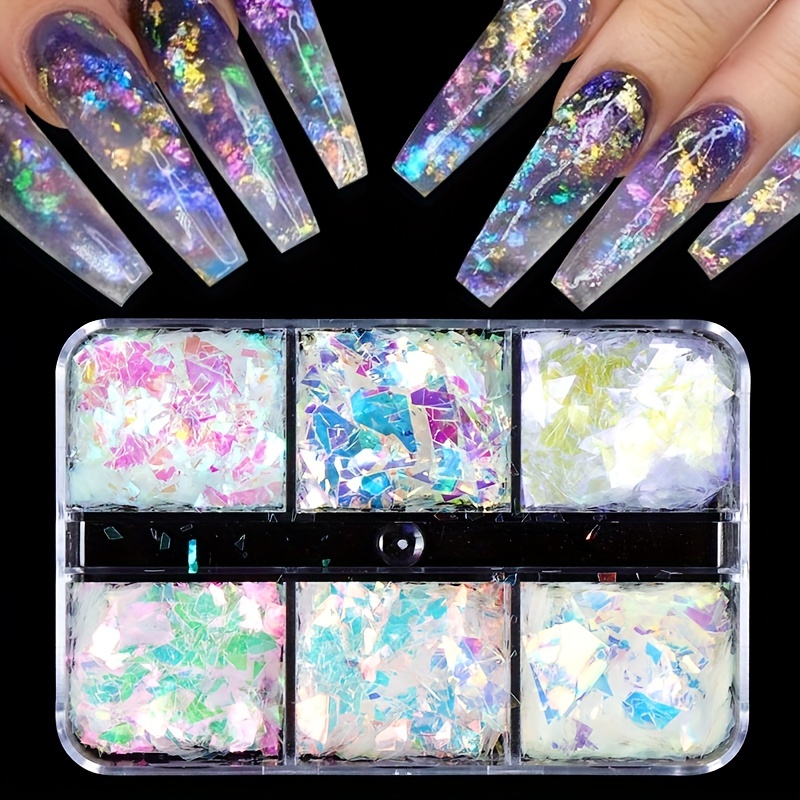 Holographic Chameleon Nail Glitter Sequins Mixed size - Temu