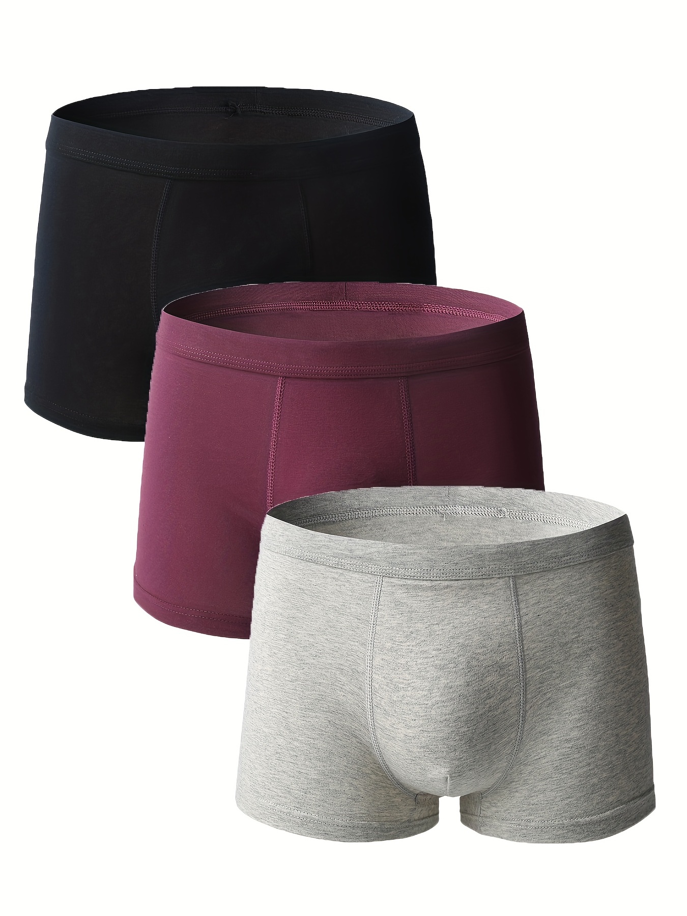 Men's Cotton Breathable Comfortable Boxer Briefs Solid Color - Temu