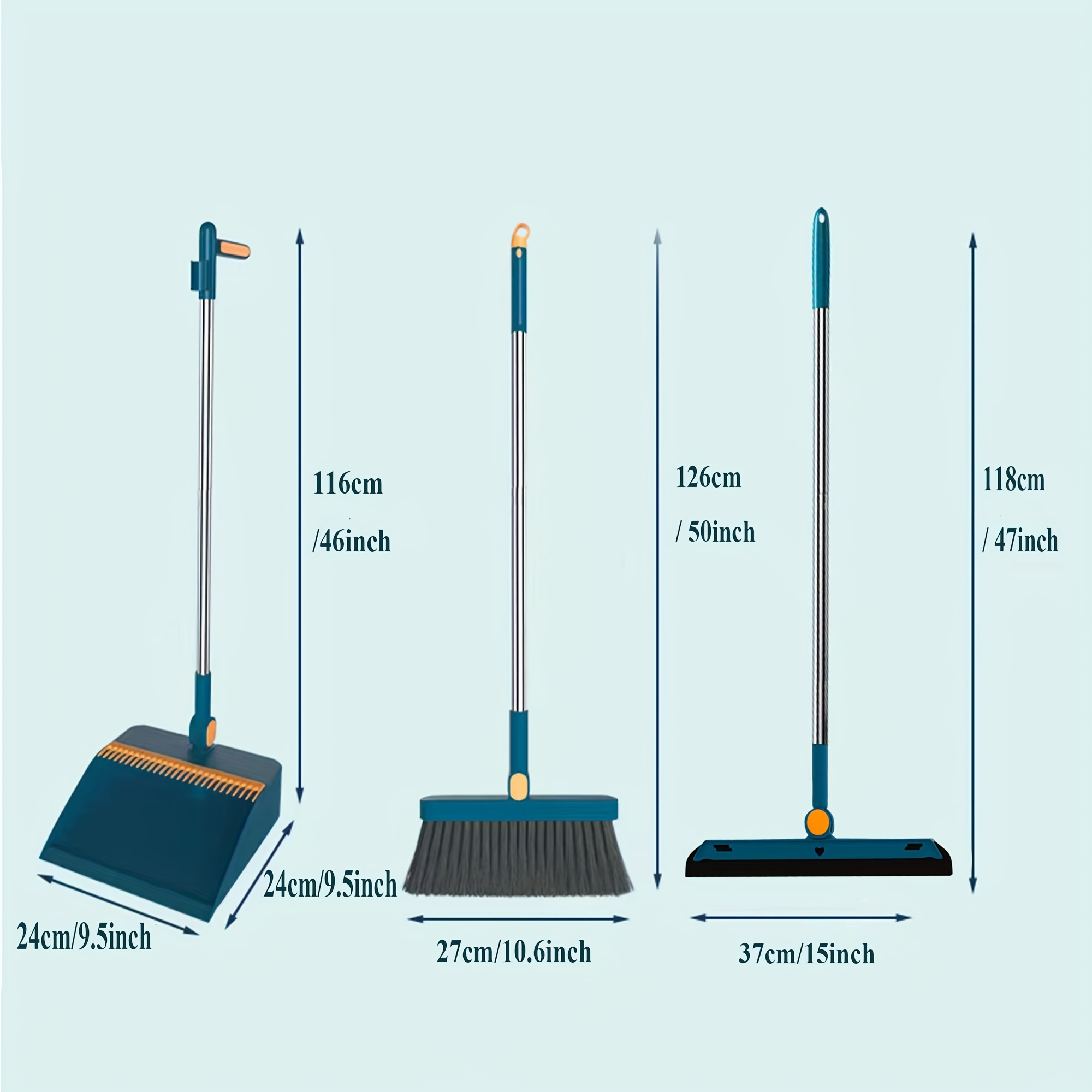 Upgrade Broom Dustpan With Teeth And Squeegee Set Ideal For - Temu