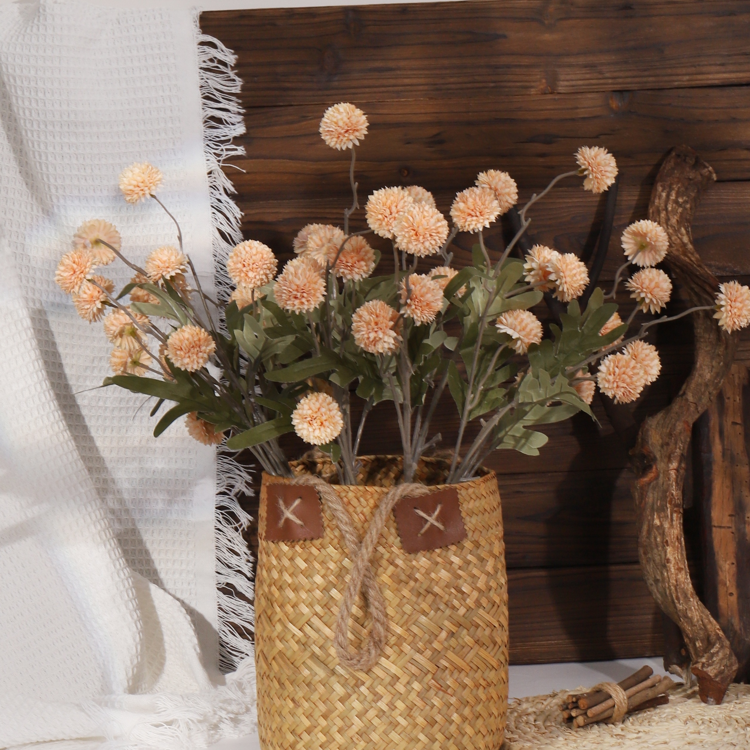 Flores artificiales con florero, decoración de jarrón, ramos de boda, ramos  de flores artificiales y jarrones para el hogar y fiesta de boda (color 