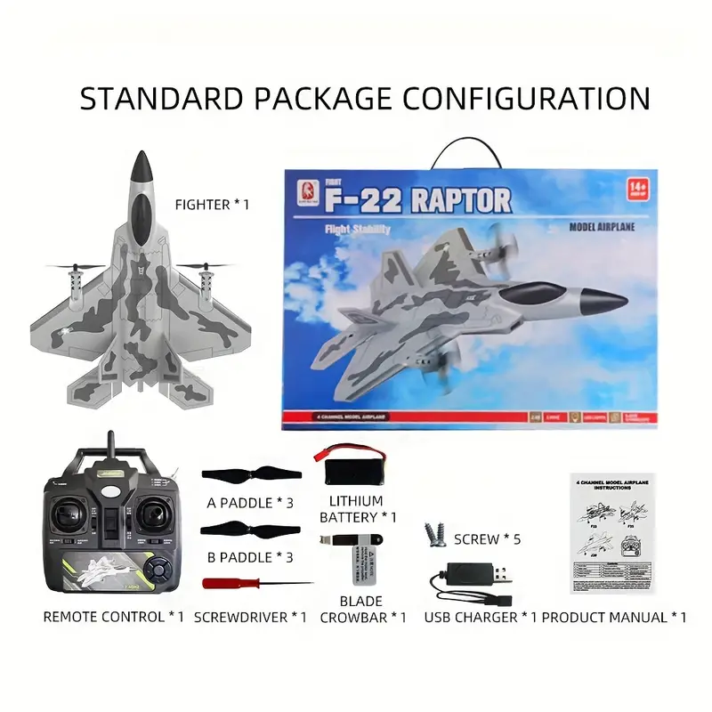 Four-channel F22 Professional Aerobatic Remote Control Aircraft,fixed Wing Raptor Fighter, Indoor Crane,foam Fixed Wing Mold UAV details 22