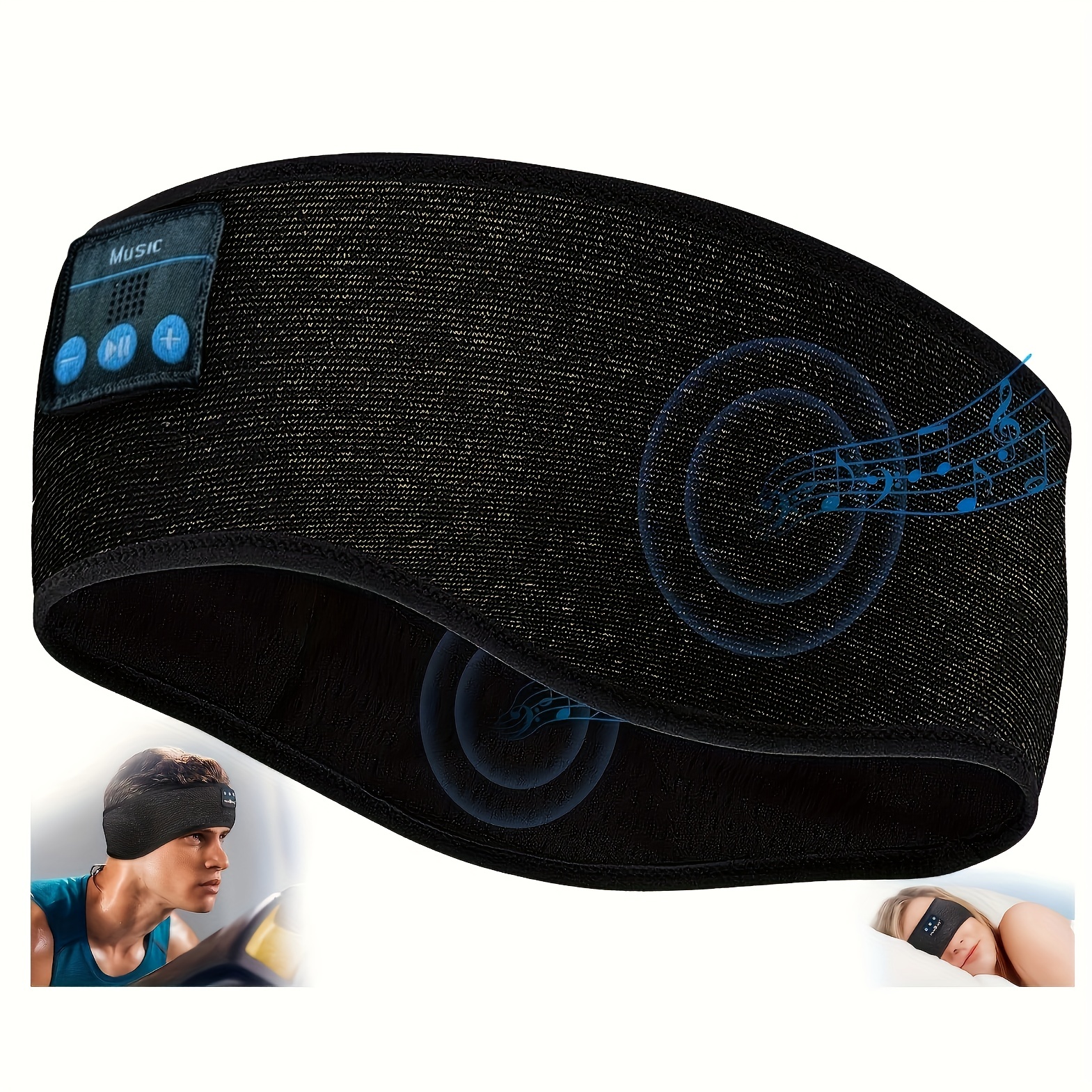 Casque de sommeil Casque de sommeil Bluetooth, casque bandeau Bluetooth  avec haut-parleurs fins intégrés, confortable pour dormir, courir, yoga  (gris) 