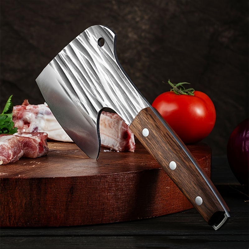 Chef Cleaver Knife Forged Steel Wood Handle Butcher Axe Slicing Bone  Chopper Cut