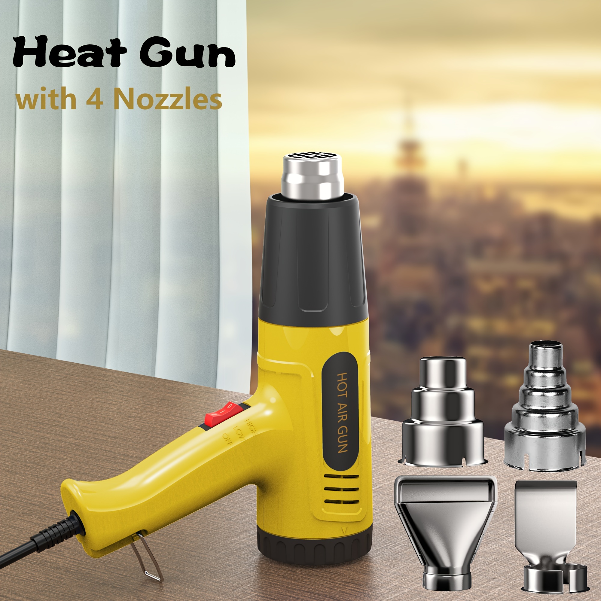 iSmoke Heat Gun 1500W Hot Air Gun 140°F~1112°F(60°C- 600°C) Variable Temperature Control, Fast Heating, Overload Protection, 4 Nozzles, Suitable for