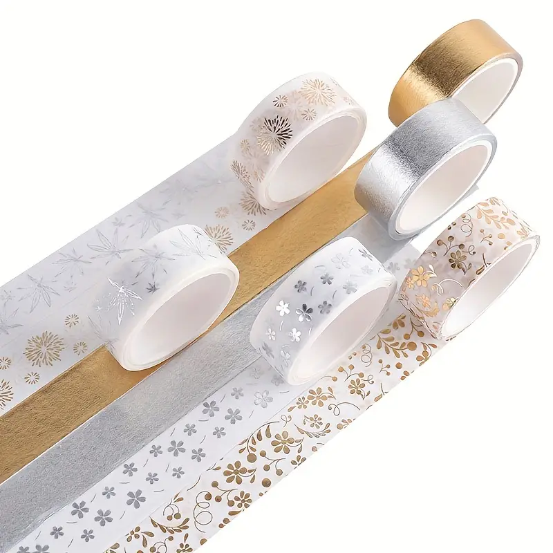 Gold & Silver Glitter Washi Tape (Pack of 10) Craft Supplies