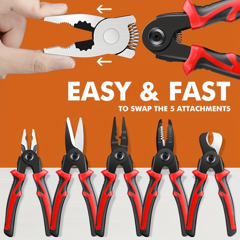 5 In 1 Replaceable Multi-functional Pliers Set Steel Wire Pliers Wire  Stripper Pliers Electrician Tools Cutter Plier Scissors