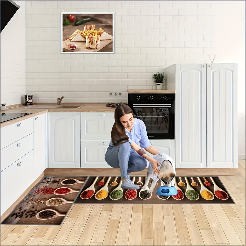 Boho Anti Fatigue Kitchen Rugs - Absorbent Non Slip Stain Resistant