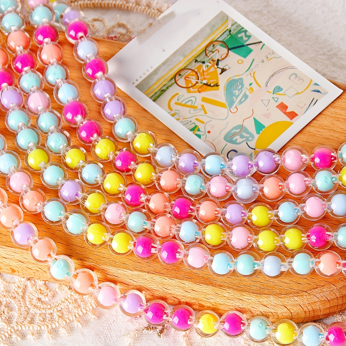 100pcs 8mm Acrylic Candy Colors Round Beads Mix Pastel Plastic Beads