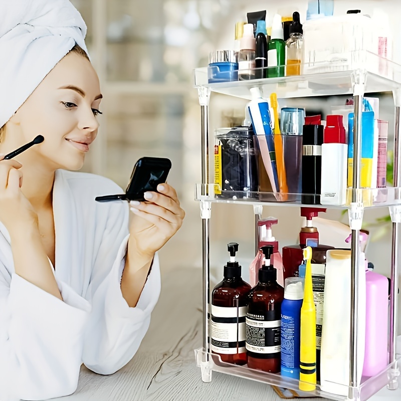 Bathroom Countertop Organizer, Clear Acrylic Tall Organizer Shelf