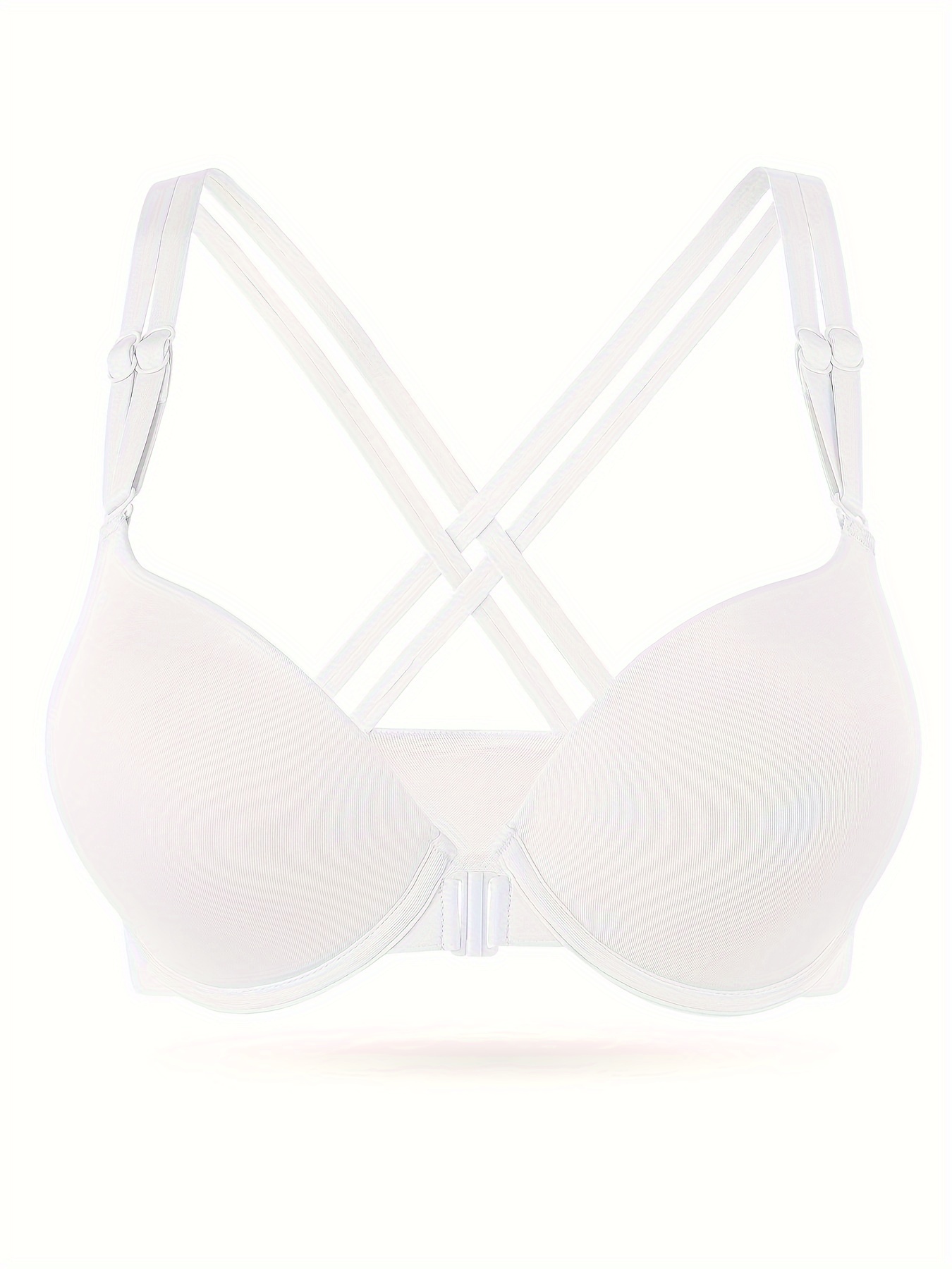 Heart-shaped Deep V Buckle Underwire Bra White