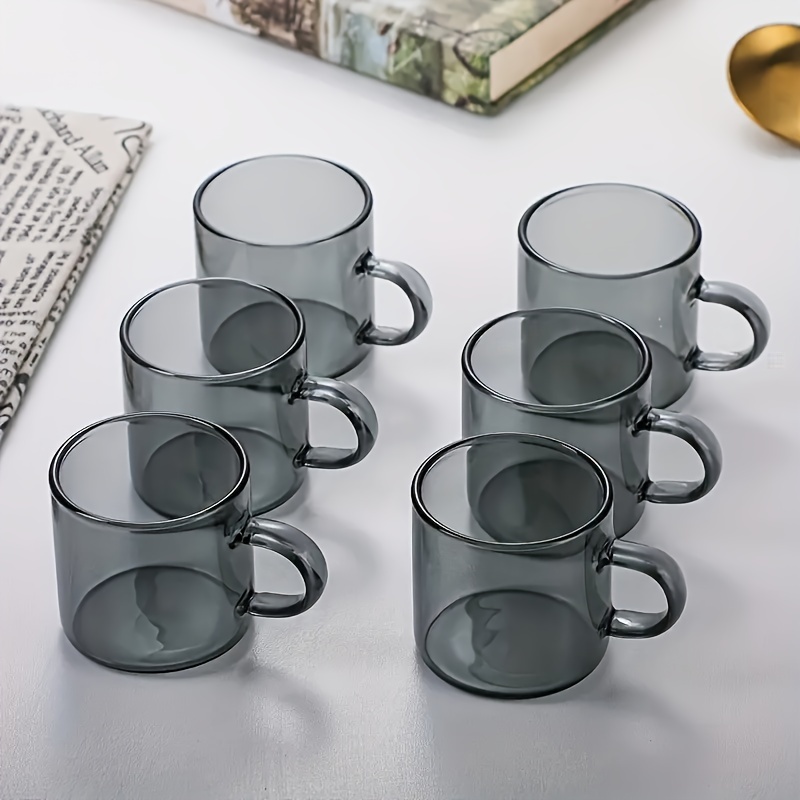 

6pcs, Espresso Cups, 4.5oz Glass Espresso Coffee Cups, Small Espresso Mugs With Handle For Hot Or Cold Latte, Tea, Gift For Espresso Lovers, Microwave Dishwasher Safe