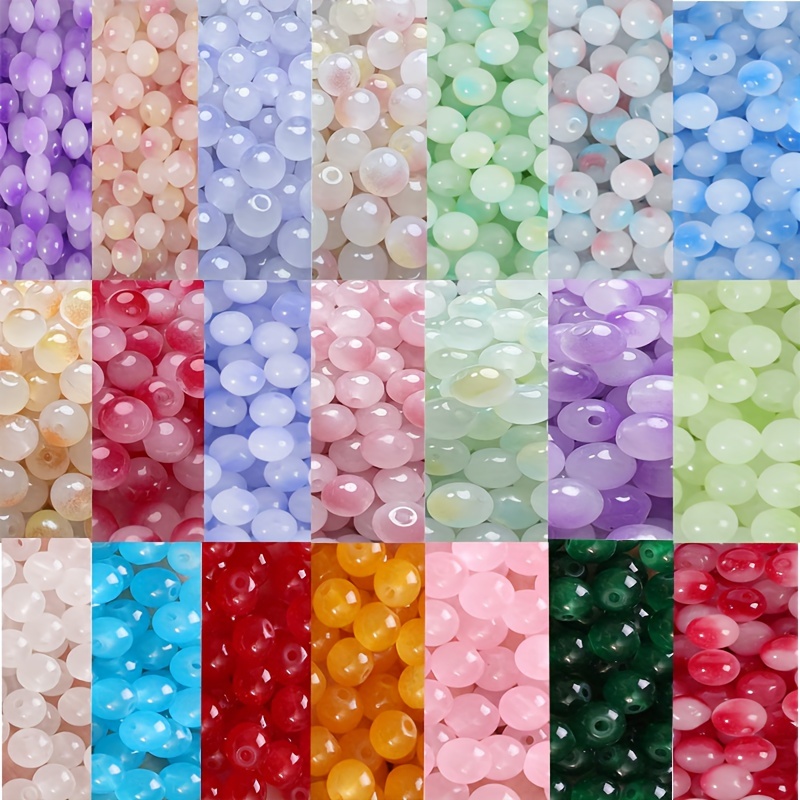 1Box/405pcs Marble Color Glass Beads 15 Random Mixed Colors Black White  Bracelet Beads Bulk 8mm Opaque Beads Loose Beads Spacers For Halloween  Earring