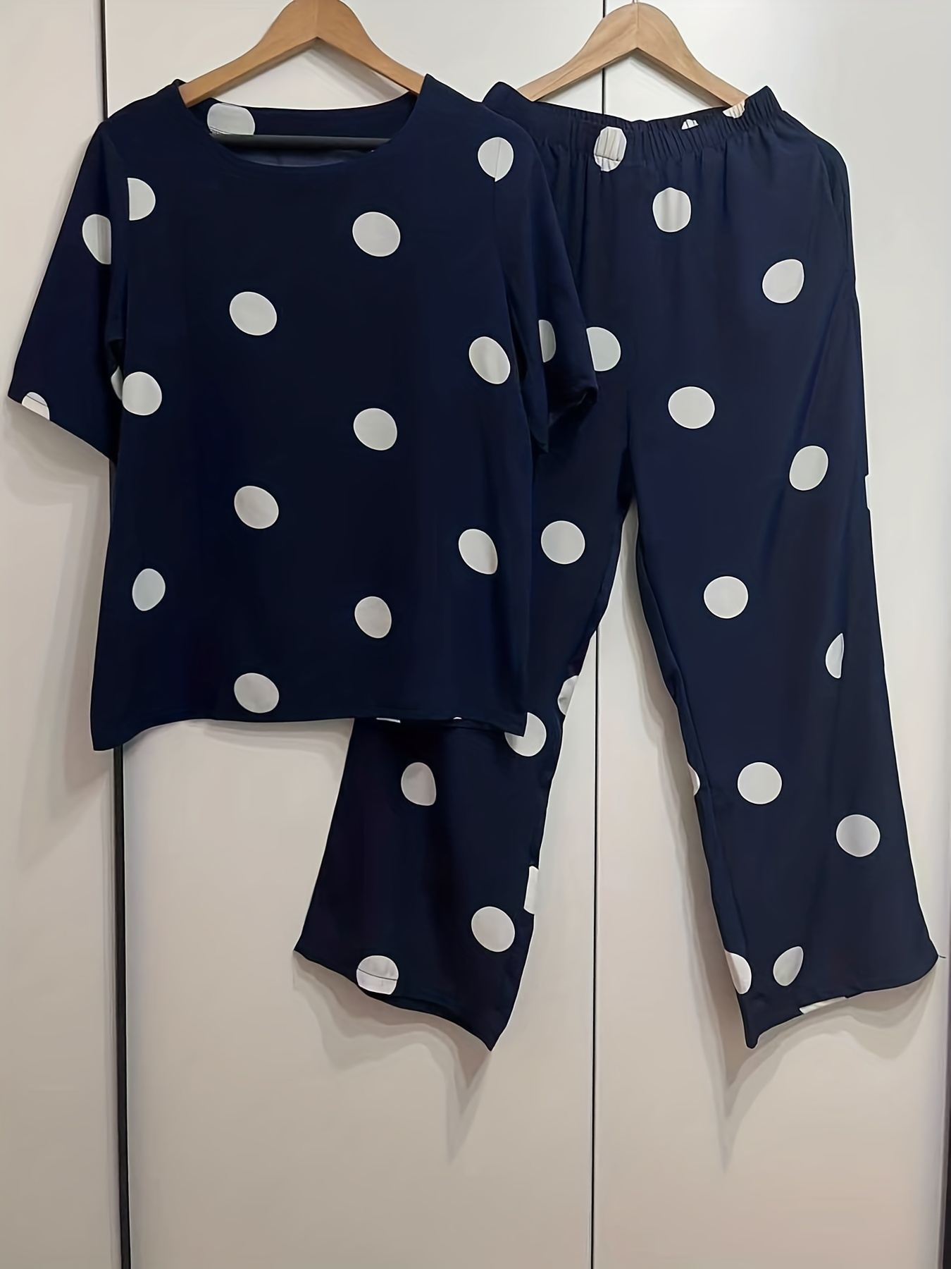 Polka Dot Two Piece Set Half Sleeve T-shirt & Pants