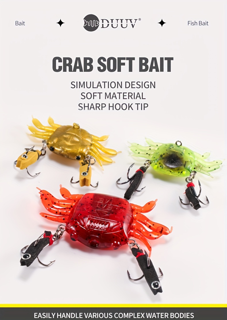 CRANKBAITS HOOK TACKLE simulation baits 3d soft crabs fishing bait worm  lures ZY $6.11 - PicClick AU