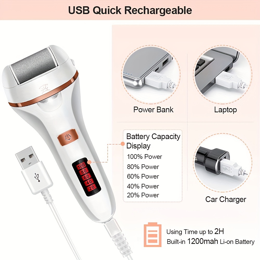 Set Di Rimozione Dei Calli Elettrici Per I Piedi, Strumento Di Levigatura  Elettrico Per I Piedi, Strumento Per Pedicure Con Ricarica, Lima Elettrica