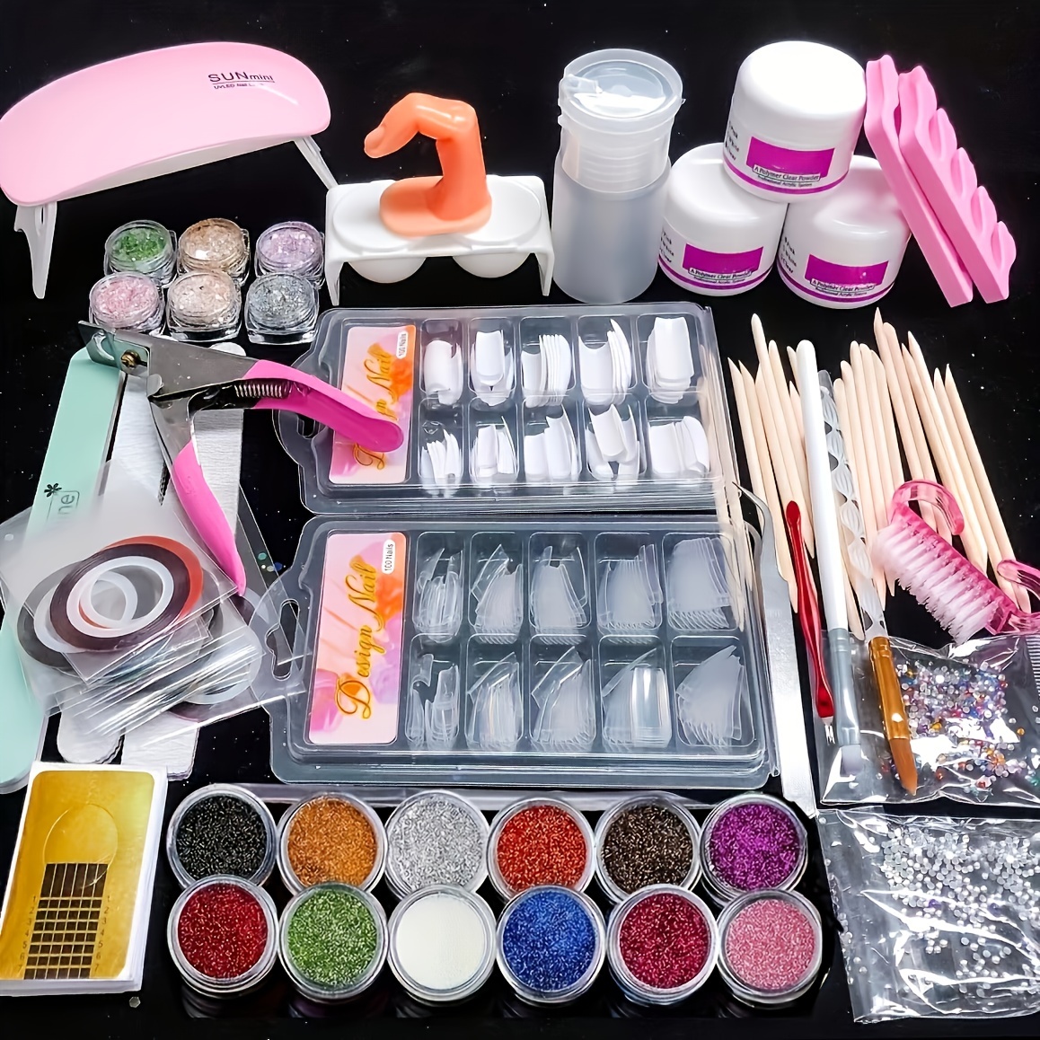 Acrylic Nail Kit Professional Set Powder Glitter Nail Extension Set Full  Manicure Set Nail Art Liquid Nail Decorations Tools Kit