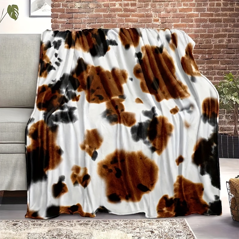 Rustic Flannel Blanket Farm Cow Head Print Pattern Small - Temu