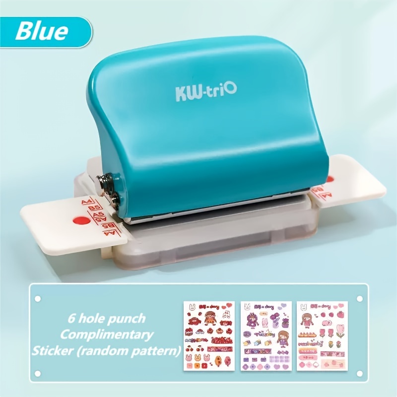 Mini Paper 6 hole Punch With Free Stickers Portable Handheld - Temu