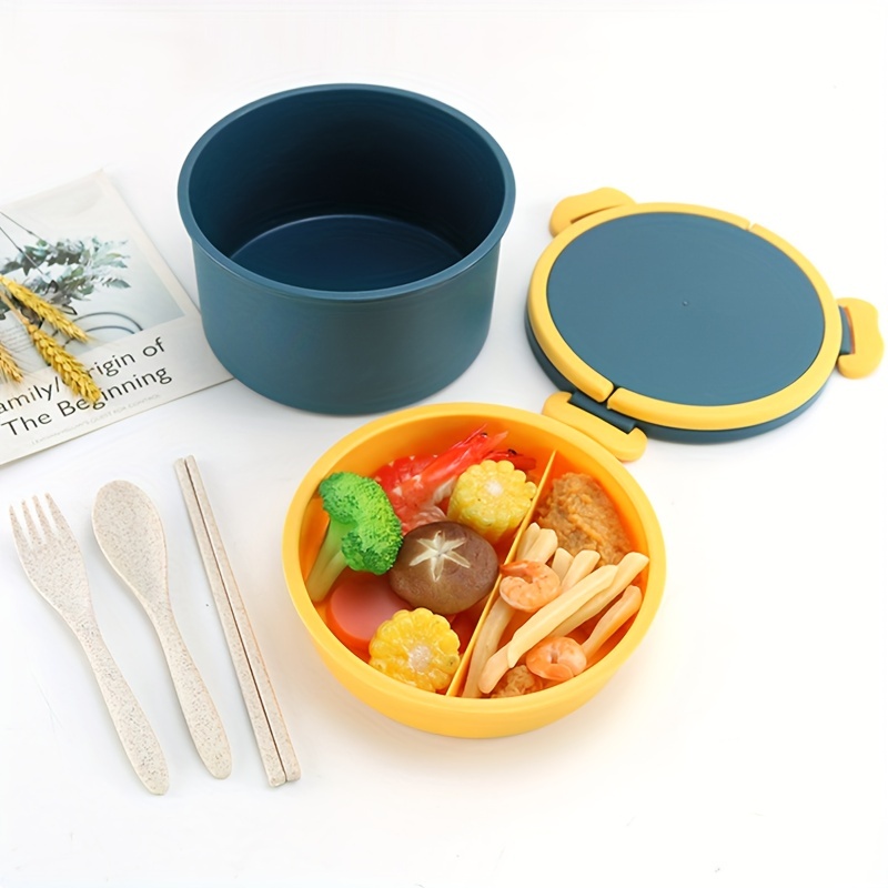 Wheat Straw Two Layer with Handle Microwavable Bento Lunch Box 1000ml