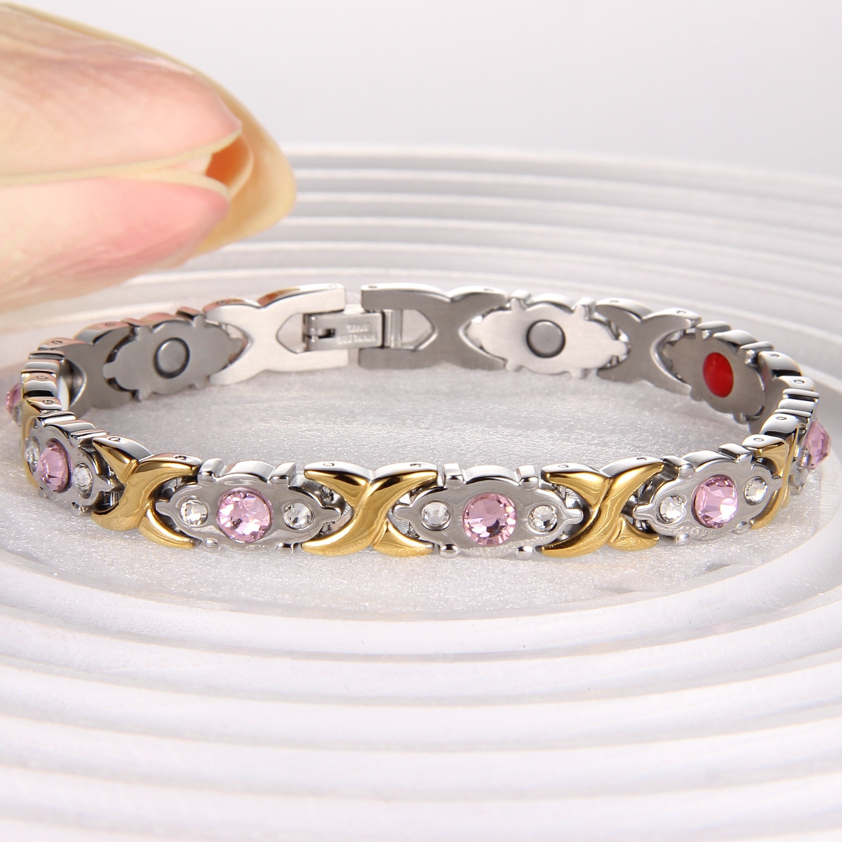 Adjustable Magnetic Bracelet with Crystals