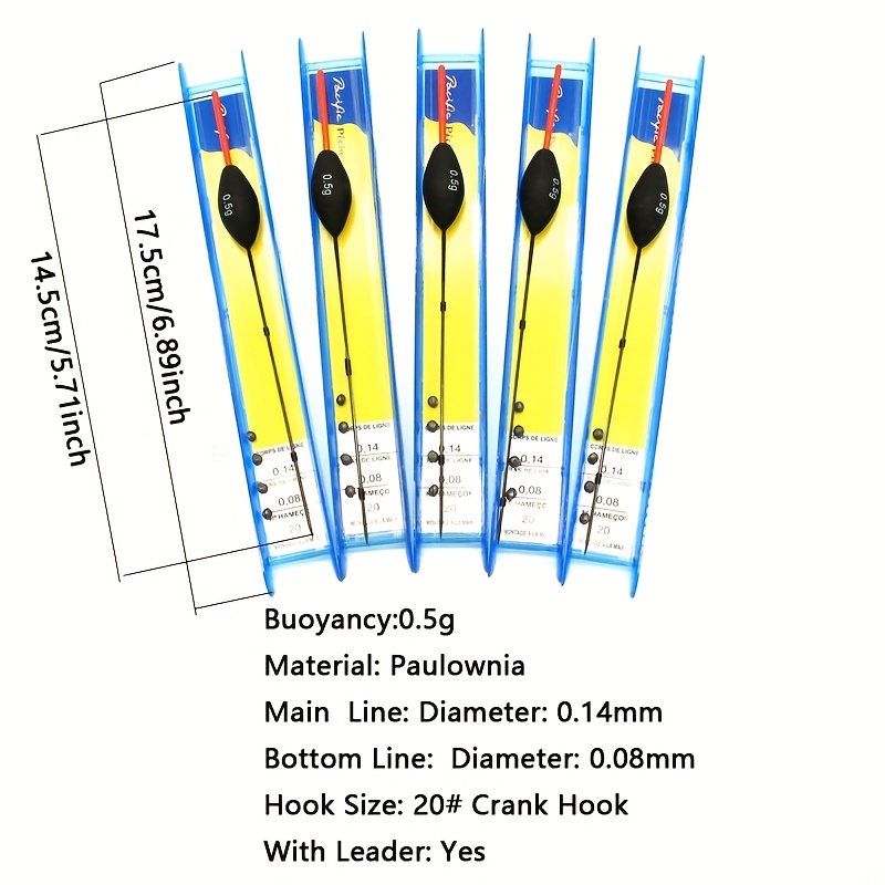 5pcs 4.0g/0.14oz Vertical Fishing Floats Set, Paulownia Wood Bobbers,  Fishing Tackle Accessories