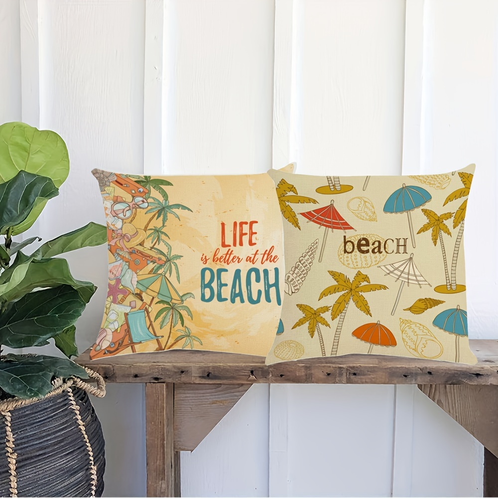 Summer Coastal Beach Pillow Covers, Tropical Sea Ocean Nautical Starfish  Seashell Rustic Throw Pillow Covers For Home, Outdoor Linen Cushion Case  Pillowcase For Sofa Couch Home Decor, - Temu