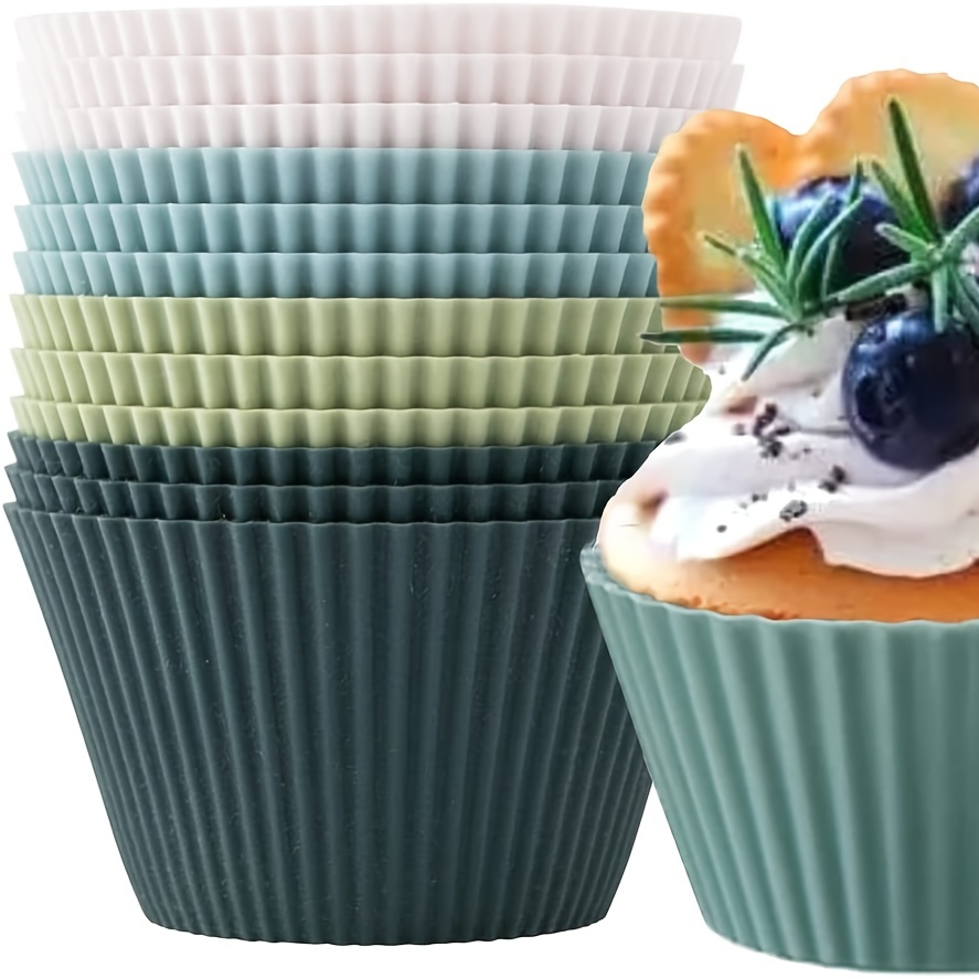 Silicone Baking Cups, Standard Size Muffin Cups, Silicone Cupcake Baking Cups Reusable Muffin Liners Cupcake Wrapper Cups Holders for Muffins