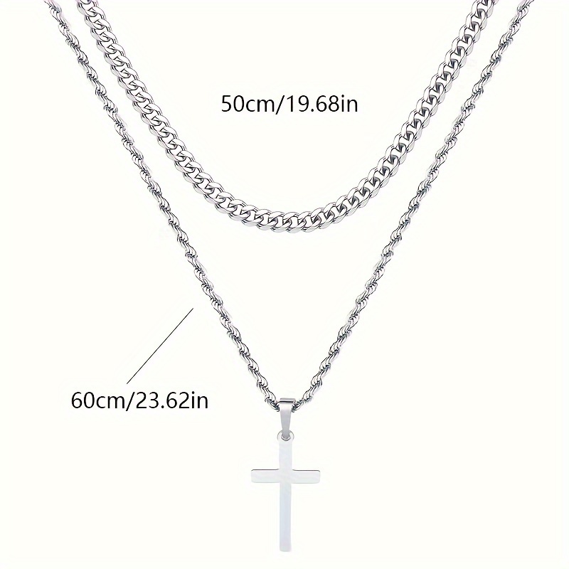 Mens Double Layer Stainless Steel Mens Stainless Steel Necklace With  Atmospheric Square Design Cold Wind Titanium Multi Layer Gift With Simple  Personality From Tinafrees, $11.88