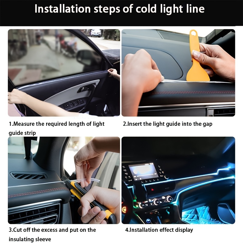Keiurot EL Wire Auto-Lichter USB Neonlicht für Auto, Rot, 5 m,  Ambientebeleuchtung, Atmosphäre, Auto-LED-Innenstreifen, Lichtleiste,  Nähkanten