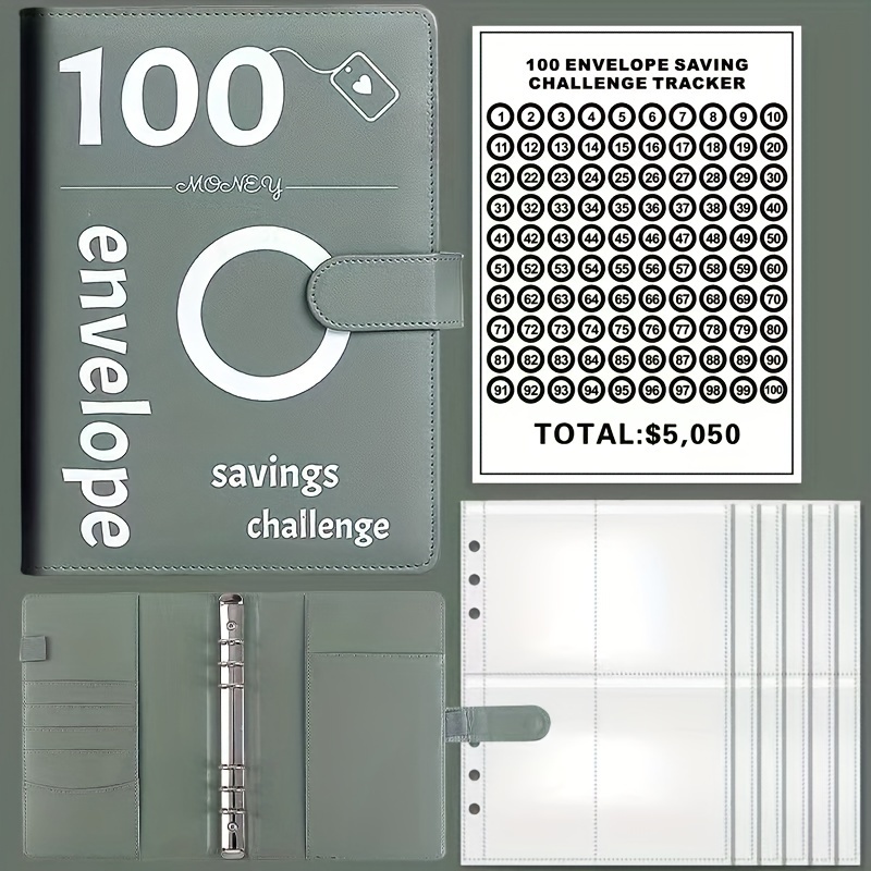 Carpeta de Desafíos de Ahorro de Dinero de 100 Sobres