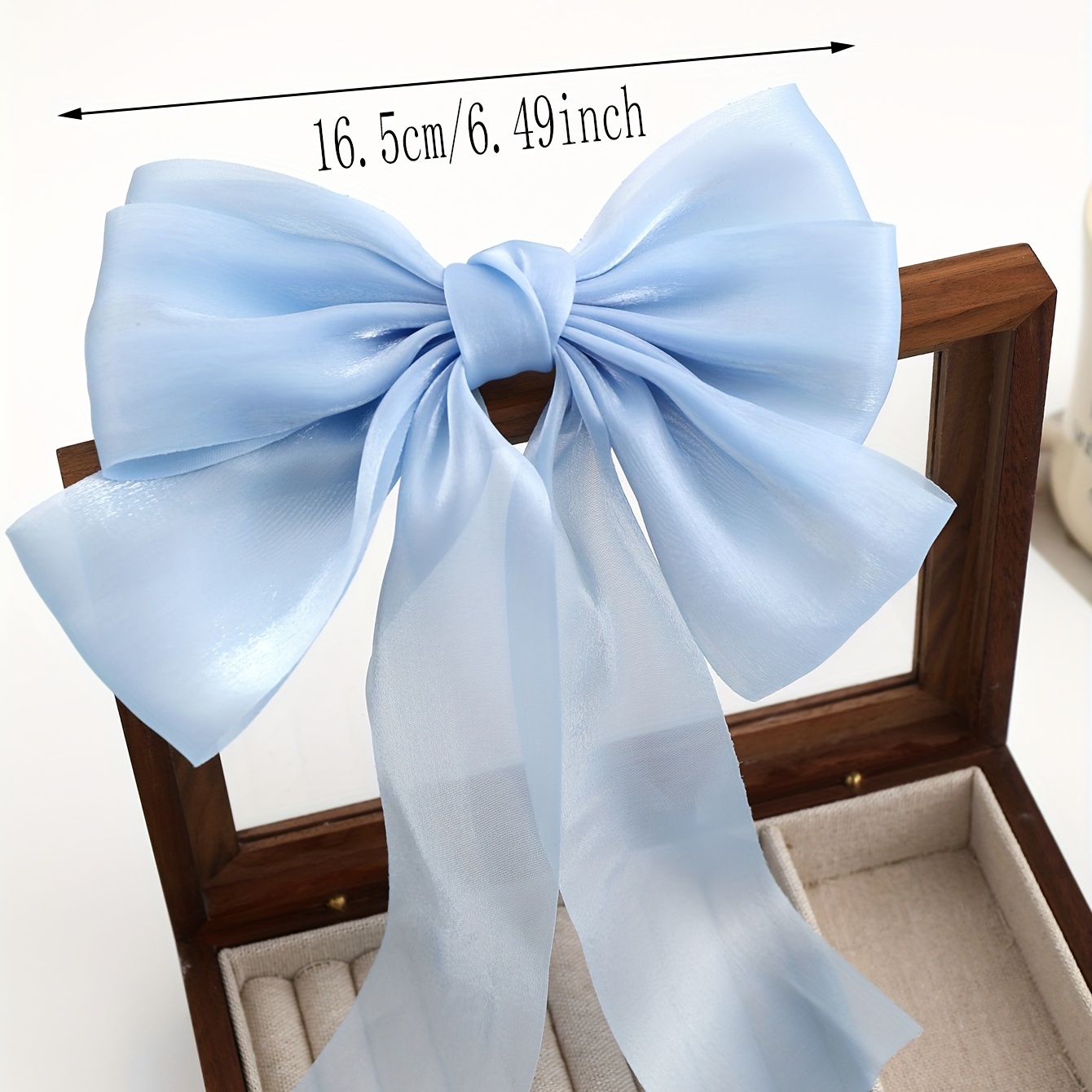 Solid Color Polyester Bowknot Hair Clip Large Size Blue - Temu