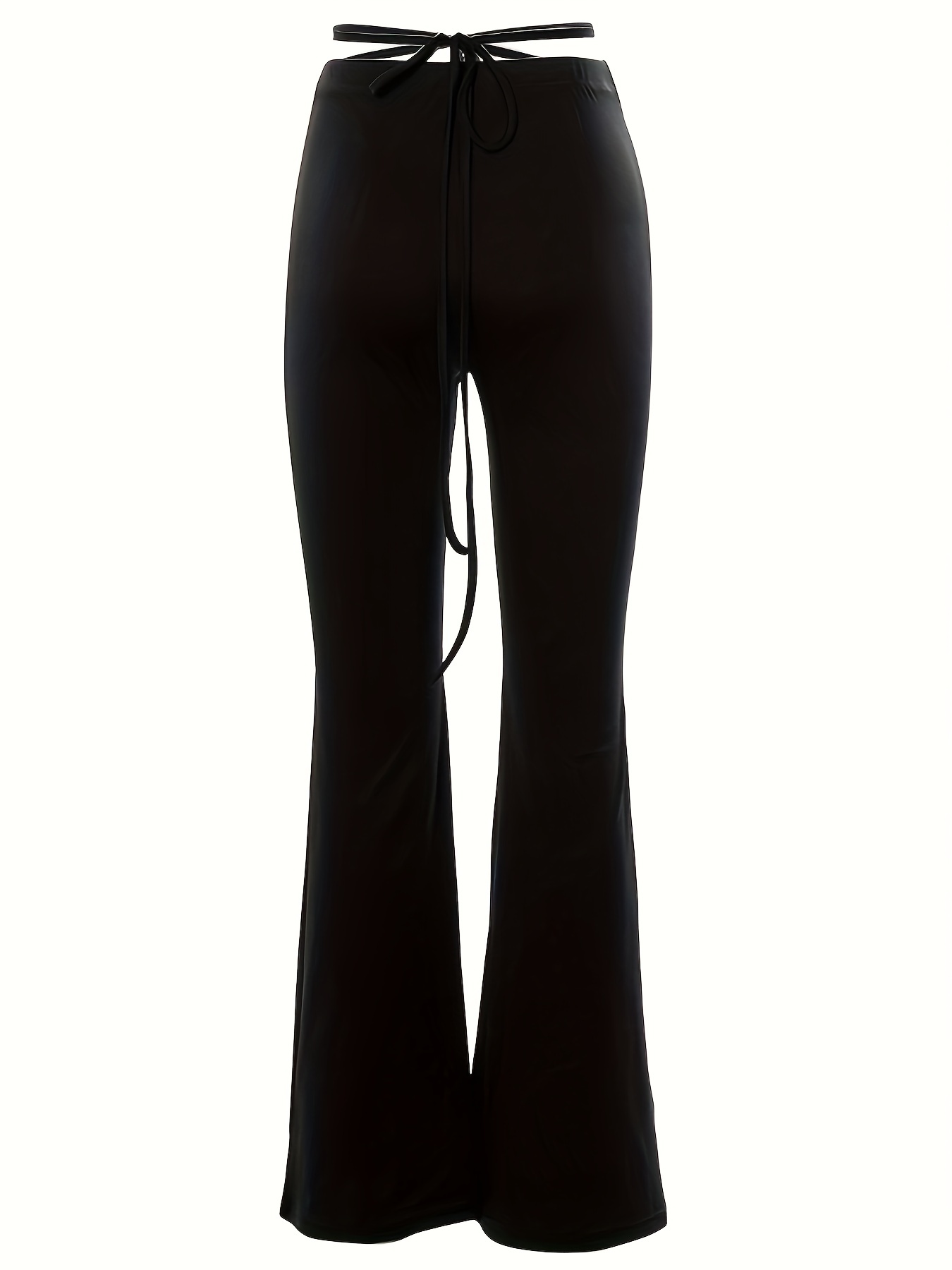 Solid Criss Cross Flare Leggings High Waist Fitted Open - Temu Canada