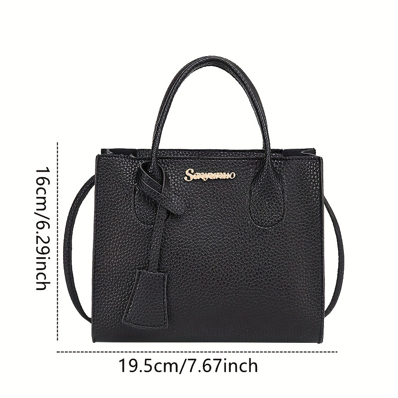 Litchi Embossed Double Handle Shoulder Bag