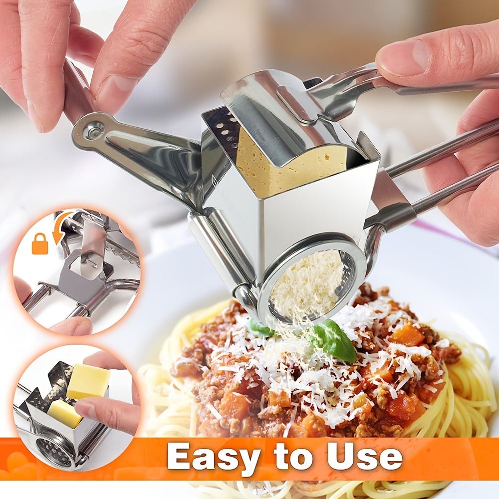 Cheese Grater, Multifunctional Stainless Steel Cheese Grater, Manual Rotary  Cheese Grinder, Household Creative Cheese Grater, Food Grater, Kitchen  Utensils, Apartment Essentials, College Dorm Essentials, Ready For School,  Back To School Supplies 