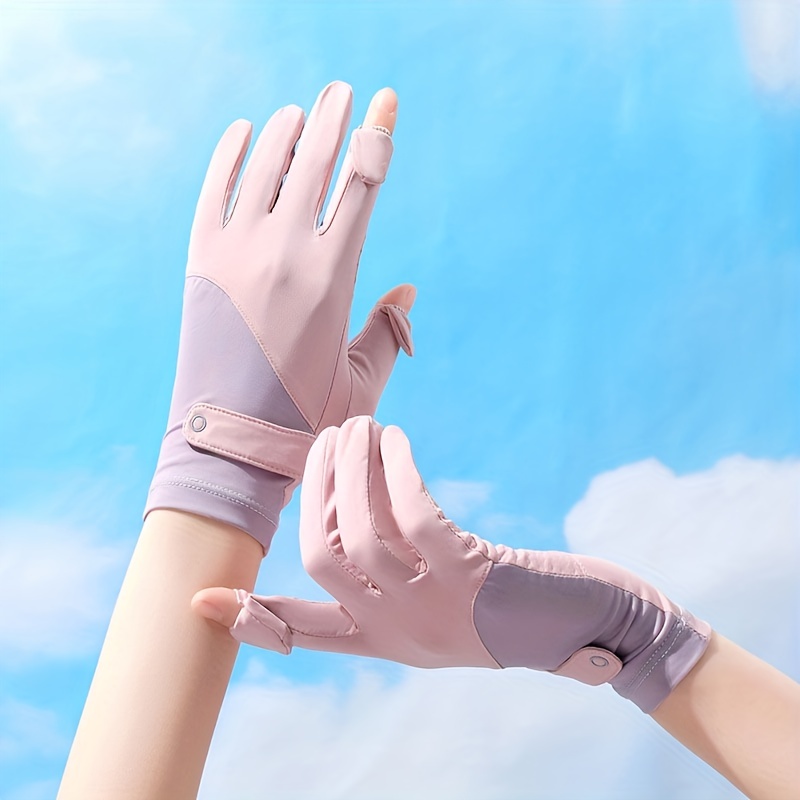 Ice Silk Sunscreen Gloves Non-slip Touch UV Protection Driving Cycling Gloves
