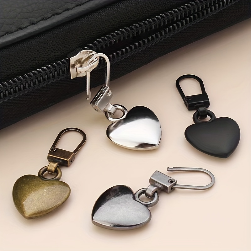 10pcszipper Pull Replacement, Detachable Metal Zipper Pull Kit Heart Shaped Zipper  Pulls For Coats Backpacks Jackets Pants Jeans Suitcase Purses Handb